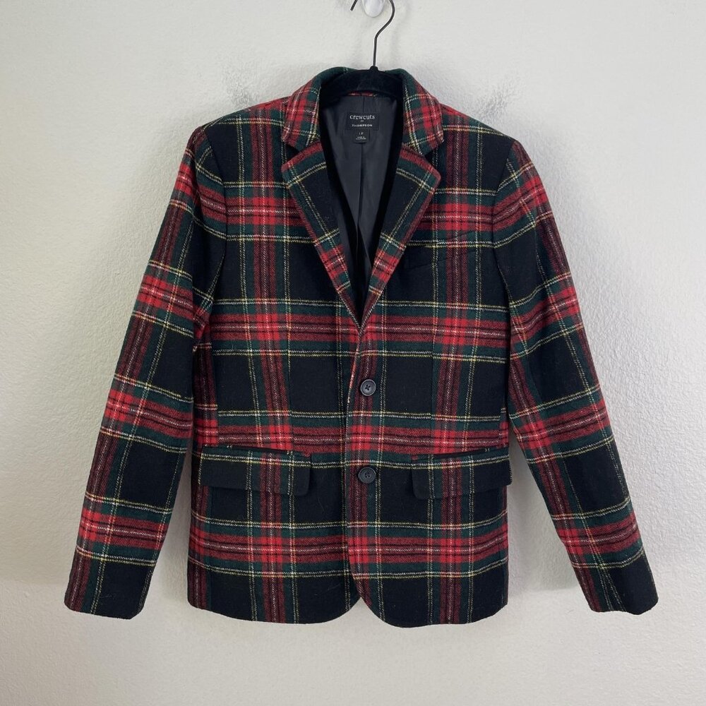 J Crew Crewcuts Thompson Blazer Boys 12 Plaid Wool Lined Holiday Party Jacket